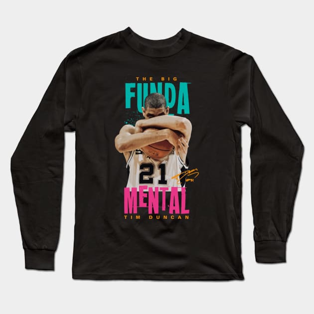 Tim Duncan Long Sleeve T-Shirt by Juantamad